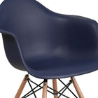 Flash Furniture Alonza Series Navy Plastic Chair with Wooden Legs-Waterfall Seat Reduces Leg Strain