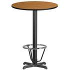 Flash Furniture Laminate 30" X-Base Round Table, Natural (XURD30NTT22B3F)-Bar Height Hospitality Table