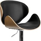 Flash Furniture Beech Bentwood Adjustable Height Barstool with Curved Back & Black Vinyl Seat-Curved Comfortable Seat and Back