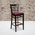 Flash Furniture HERCULES Series Ladder Back Walnut Wood Restaurant Barstools with Burgundy Vinyl Seat - 2 Pack-Solid European Beech Hardwood Construction