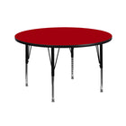 Flash Furniture – Table d’activités ronde de 42 po, surface thermofusionnée, pattes préscolaires réglables en hauteur, rouge-Stratifié, rouge