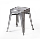 Nicer Furniture Tolix Style Backless Metal Industrial Stack 18" Stool - Gunmetal - 4 Pack-Drain Hole in Seat. Non-Marring Glides. Lightweight Design