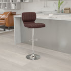 Flash Furniture Contemporary Brown Vinyl Adjustable Height Barstool with Vertical Stitch Back & Chrome Base-Height Adjustable Seat with Gas Lift