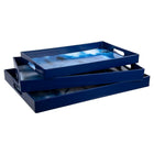 Truu Design Decorative Serving Tray Set, Set of 3, 18.5 x 13.5 inches, Blue-Measurement: small tray measures 16"L x 10"W, the medium tray measures 18"L x 12"W and the large one measures 18.5"L x 12.5"W
