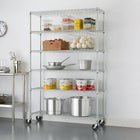 TRINITY 6-Tier Wire Shelving Rack with Wheels, Chrome (TBFC-0907)-On feet levelers: 72"H x 48"W x 18"D
