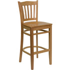 Flash Furniture HERCULES Series Vertical Slat Back Natural Wood Restaurant Barstool-800 lb. Weight Capacity