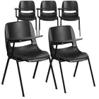 Flash Furniture - Chaise coquille ergonomique noire avec accoudoir-tablette rabattable pour droitiers-Bureau de taille compacte