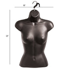 Eddie's Female Hanging Shirt Forms - PVC - Black - 2 Pack (155728-2)-Black