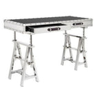 Plata Import Line Office Writing Desk - Stainless and Black Glass - Black-Partial Assembly Required