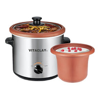 VitaClay – Yaourtière/mijoteuse 2-en-1 avec pot en argile résistant à des hautes températures, 2 pte, acier inoxydable brossé-Yaourtière et mijoteuse