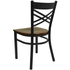 Flash Furniture HERCULES Series Black "X" Back Metal Restaurant Chair - Mahogany Wood Seat - 2 Pack-.625" Thick Plywood Seat