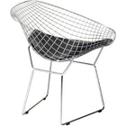 Nicer Furniture Bertoia Style Diamond Wire Chair - Black PU Cushion-Armless