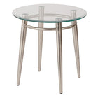 Avenue Six Brooklyn Round End Table-Glass top, nickel brush legs