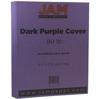 JAM Paper Matte Cardstock, 8.5 x 11, 80lb Dark Purple, 250/ream (364412786B)-Dark purple