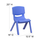Flash Furniture Plastic Stackable School Chair with 10.5" Seat Height - Blue - 10 Pack-Contoured One-Piece Shell