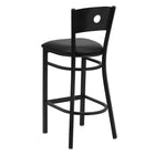 Flash Furniture - Tabouret de bar de la série HERCULES en métal noir avec dossier à cercle découpé - siège en vinyle noir-Siège rembourré de 2.5 po en mousse épaisse