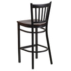 Flash Furniture HERCULES Series Black Vertical Back Metal Restaurant Barstool - Walnut Wood Seat-Walnut Finished Wood Seat