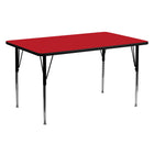 Flash Furniture 24''W x 60''L Rectangle Activity Table with 1.25'' High Pressure Top and Standard Height Adjustable Legs, Red-Red Laminate