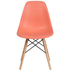 Flash Furniture Plastic Chair with Wood Base, Peach, 2 Pack-Accent side chair with Peach Plastic Finish