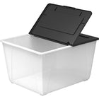Storex  bac filière de 16 gallons (60L) avec couvercle rabattable - givre/noir - paquet de 4-Peut contenir jusqu'à 45 lbs. (20 kg)