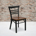 Flash Furniture – Chaise de restaurant en acier à traverses horizontales, noir, siège fini cerisier (XUDG6Q6B1LADCYW)-Siège en contreplaqué épais de 0,625 pouce