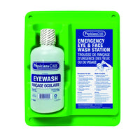 First Aid Central Single Eye Wash Station with Bottle - 1 Litre Station - Green-Eye Wash Station
