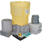 Zenith Safety 95-Gallon Spill Kits, Universal, With Mobile Overpack Drum-Contents: 50 Sorbent Pads (15" x 17"), 5 Sorbent Socks (3" x 48"), 5 Sorbent Pillows (8" x 18"), 4 Sorbent Booms (5" x 10"), 1 Sorbent Roll (15" x 150'), 1 Drain Cover (36" x 36"), 1 Caution Tape (3" x 300'), 2 Pairs Nitrile Gloves, 2XL (11) , 2 Pairs Safety Goggles (One Size), 2 Microporous coveralls (X-Large), 10 Disposal Bags (26" x 36")