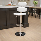 Tabouret de bar contemporain à hauteur ajustable en vinyle blanc avec base chromée (CH-112280-WH-GG)-Le siège s'ajuste du comptoir à la hauteur de la barre