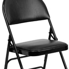 Flash Furniture HERCULES Series Ultra-Premium Triple Braced Black Vinyl Metal Folding Chair with Easy-Carry Handle-Double Hinged