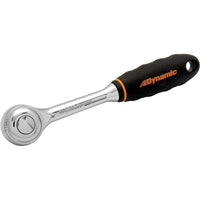 Dynamic Tools 1/4"drive 72 Tooth Quick Release Ratchet, Chrome Finish Comfort Handle, 5" Long-1/4" Drive