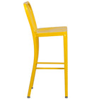 Flash Furniture Commercial Grade 30" High Metal Indoor-Outdoor Barstool with Vertical Slat Back - Yellow - 2 Pack-Curved Vertical Slat Back