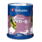 Verbatim DVD+R 4.7GB 16X Discs with White Inkjet Printable Labels, 100 Discs/Spindle-1X-16X DVD recording speed