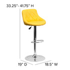 Flash Furniture 18 1/2" x 19" Vinyl Adjustable Height Bar Stool with Chrome Base, Yellow, 2 Pack-Footrest
