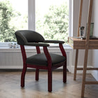 Flash Furniture – BZ105BLK Chaise de conférence en vinyle avec accoudoirs fixes, noir-Garniture tête de clou en laiton