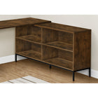 Monarch Specialties 7490 60" Computer Desk - Rustic Brown L-Shaped Corner-Able to support up to 198 lbs, this home office desk features thick-panel construction, finished drawer interiors, metal drawer glides, and sturdy metal legs in a black finish.