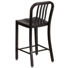 Tabouret à hauteur de comptoir de qualité commerciale pour l'intérieur / l'extérieur de 24 po en métal doré noir antique-Siège ergonomique profilé