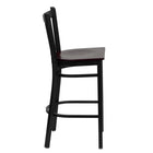 Flash Furniture HERCULES Series Black Vertical Back Metal Restaurant Barstool - Mahogany Wood Seat - 2 Pack-Mahogany Finished Wood Seat