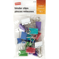 Staples Binder Clips - Medium 1-1/4" - Assorted Fashion Colours - 15 Pack-Strong metal clips to keep papers securely fastened