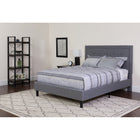 Flash Furniture Roxbury Queen Size Tufted Upholstered Platform Bed with Pocket Spring Mattress - Light Grey Fabric-Panel Headboard