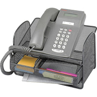 Safco Onyx Steel Mesh Telephone Stand, Black-Features a storage drawer with an adjustable, removable divider