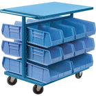 Kleton Bin Carts, 24"W. x 38-1/2"D. x 36-1/2"H., 20 Bins, Blue-Work surface made of 14-gauge steel