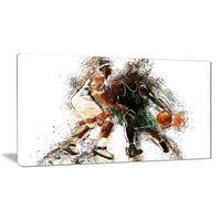 Designart Basketball Lets Go Defense Canvas Art Print, (PT2530-32-16)-Print