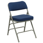 Flash Furniture HERCULES Series Premium Curved Triple Braced & Double Hinged Navy Fabric Metal Folding Chair-Navy Fabric Upholstered Seat and Back
