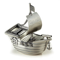 Elegance Pewler Finish Pirate Ship Money Bank-Features antique style pewter finish