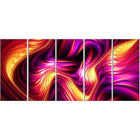 Designart Pink and Orange Fluidity 5-Panel Contemporary Canvas Art Print, (PT3066-401)-Print