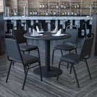 Flash Furniture 36" Round Black Laminate Table Set with X-Base & 4 Black Trapezoidal Back Banquet Chairs-Set Includes 4 Banquet Chairs, Round Table Top and X-Base
