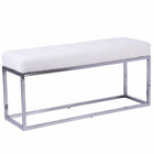 Plata Decor Cisne Chrome Bench with Leather Top - White-Armless