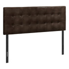Monarch Specialties 6000Q Queen Size Headboard - Brown Leather-Look-Squared solid wood legs and backrest supports in a natural finish provide stability