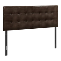 Monarch Specialties 6000Q Queen Size Headboard - Brown Leather-Look-Squared solid wood legs and backrest supports in a natural finish provide stability
