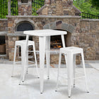 Flash Furniture Commercial Grade 30" High Backless Metal Indoor-Outdoor Barstool with Square Seat - White-Seat Drain Hole assists in drying